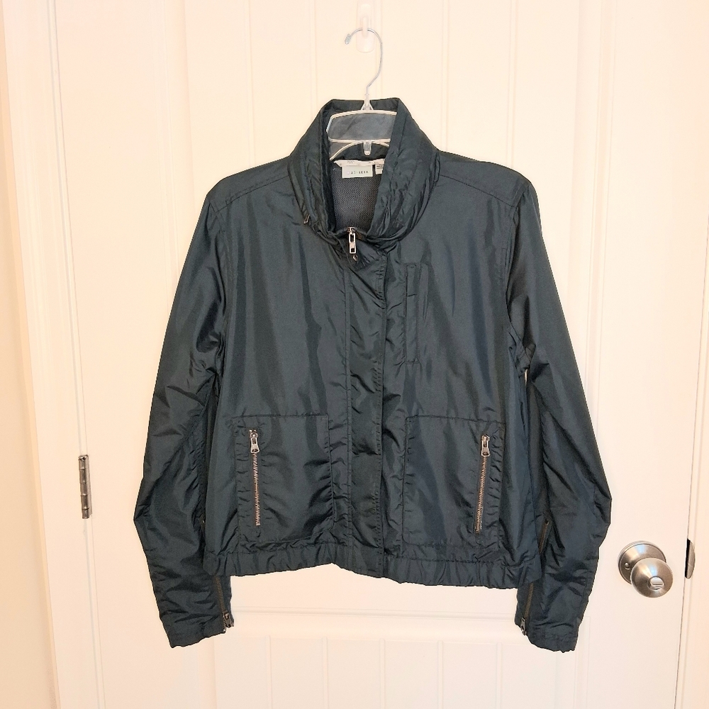 Athleta Windbreaker Bomber Jacket Women's Sz Medium Navy Blue - Picture 2 of 11